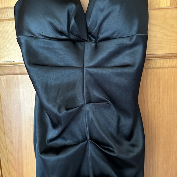 Onyx Black Ruched Sheath Dress Halter Cocktail - Picture 2 of 4